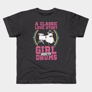 Drummer Girl Love Story Kids T-Shirt